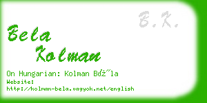 bela kolman business card